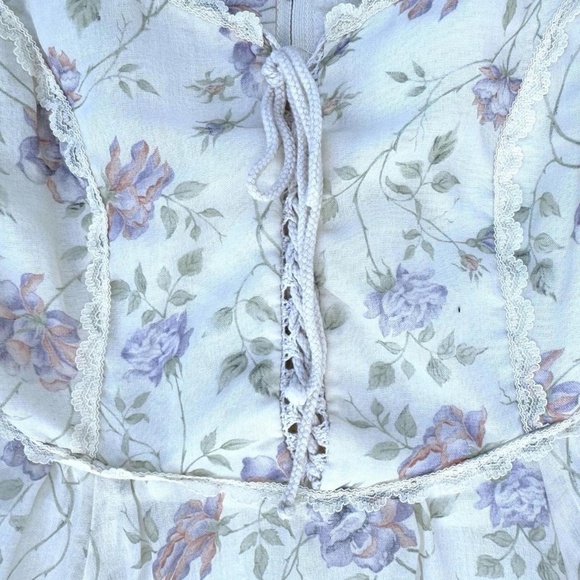 Gunne Sax Jessica McClintock Cream Floral Corset Bodice Prairie Dress - Picture 8 of 8